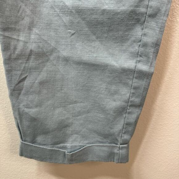 ANTHROPOLOGIE Ett Twa Blue Linen Cropped Pants Women’s Size 10 - Picture 5 of 8